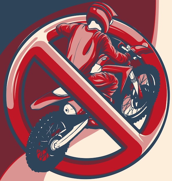 Vector ilustración vectorial de motocicleta prohibida