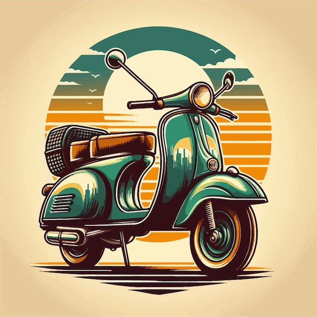 Ilustración vectorial del motor en estilo retro