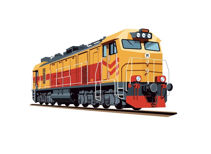 Ilustración vectorial de un motor de tren locomotora diesel