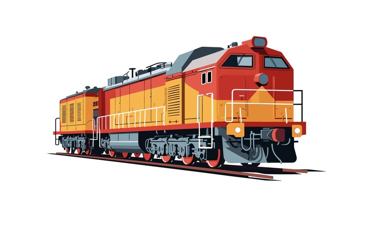 Ilustración vectorial de un motor de tren locomotora diesel