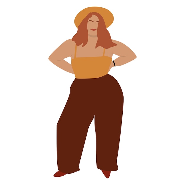 Ilustración vectorial del movimiento de las mujeres positivas al cuerpo y la diversidad de la belleza un conjunto de mujeres de talla grande