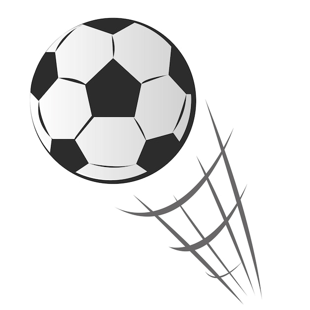 Ilustración vectorial del movimiento rápido de la pelota de fútbol en estilo de dibujos animados aislado en blanco