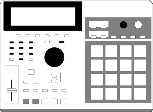 Ilustración vectorial de la muestra clásica del centro de producción MIDI AKAI MPC 2000XL