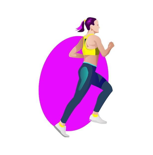 Vector ilustración vectorial mujer aislada corriendo vista lateral.