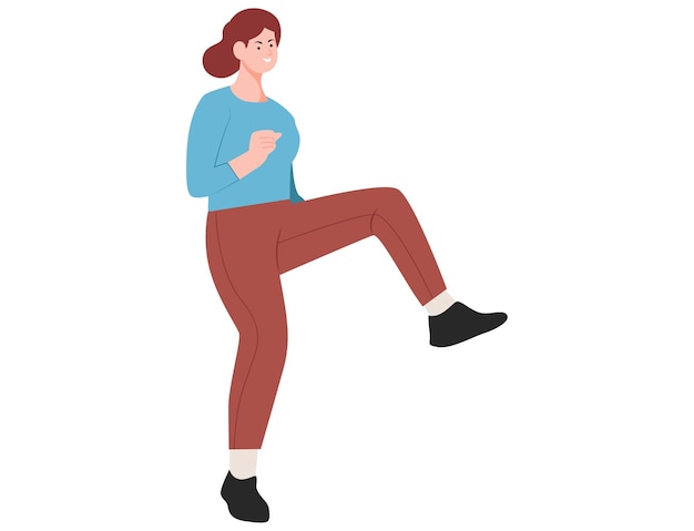 Ilustración vectorial de una mujer bailando un salto