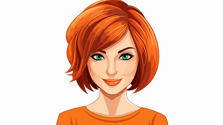 Vector ilustración vectorial de la mujer de cabello bob guiando el coche