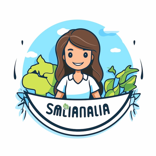 Vector ilustración vectorial de una mujer con una camiseta blanca con la inscripción salamanca