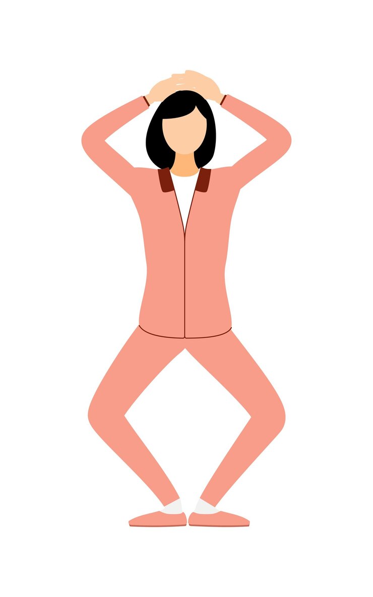 Vector ilustración vectorial de una mujer en camiseta haciendo cuclillas