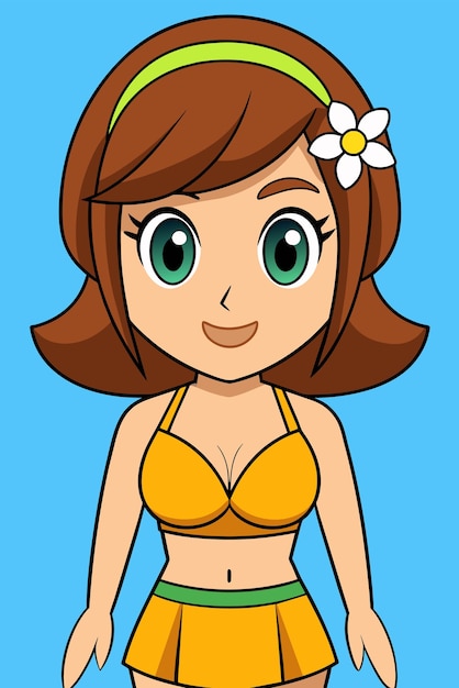 Vector ilustración vectorial de una mujer deseando las vacaciones de verano