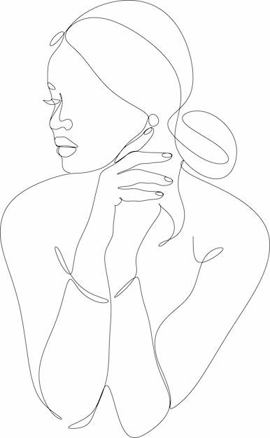 Ilustración vectorial de una mujer en un estilo lineal de moda Arte elegante
