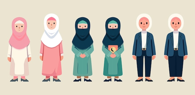 Ilustración vectorial de la mujer islámica diseño plano