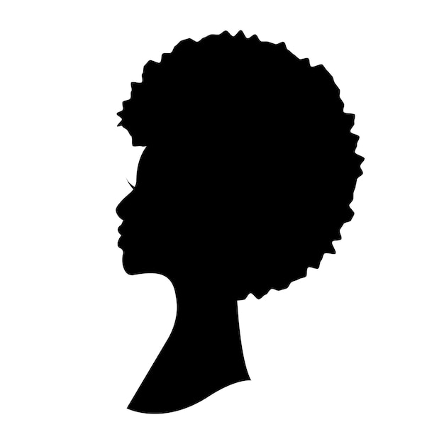 Ilustración vectorial de una mujer negra con silueta de cabello afro Vista lateral de una mujer afroamericana con cabello natural