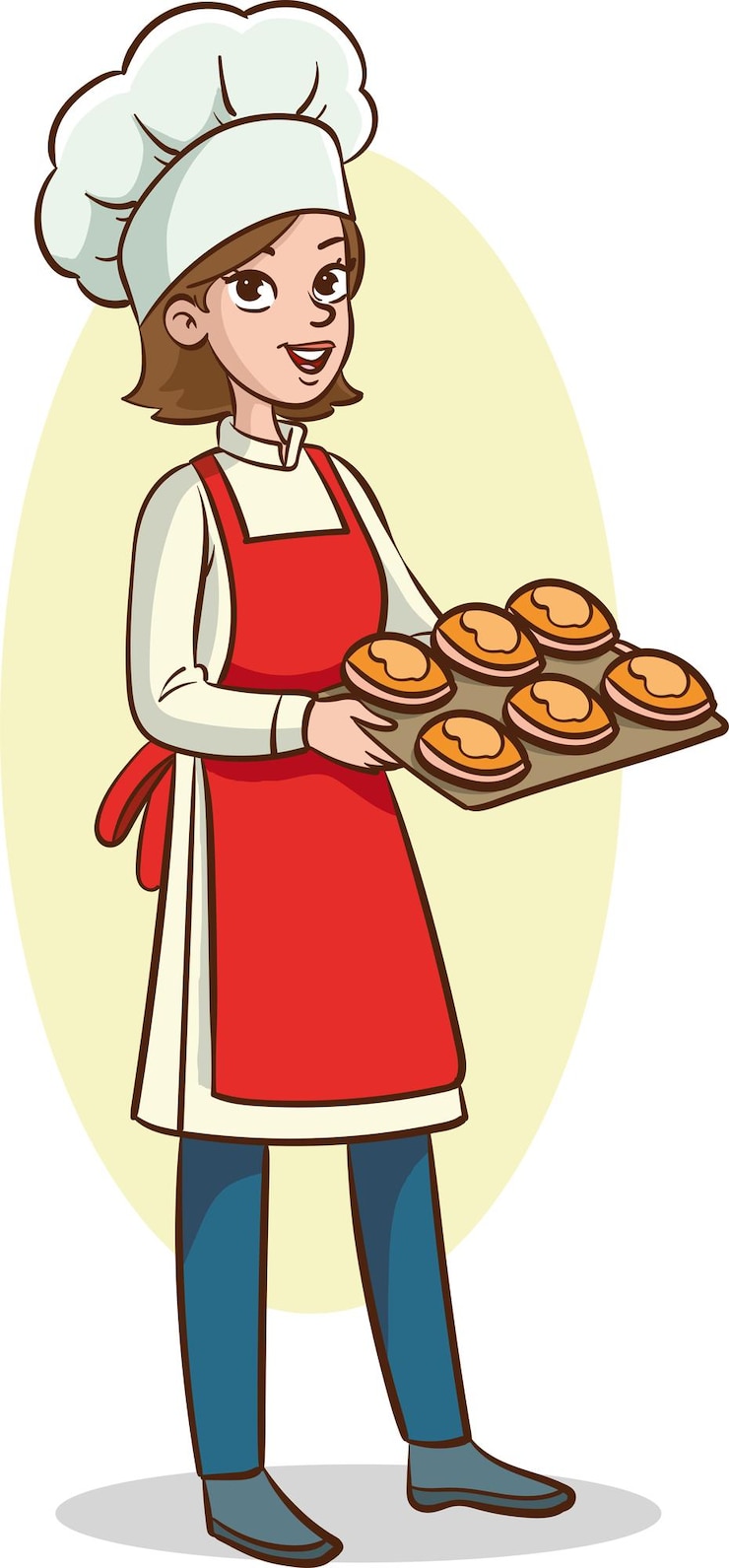 Vector ilustración vectorial de una mujer panadera que trabaja