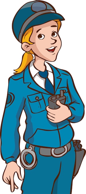 Vector ilustración vectorial de una mujer policía de pie