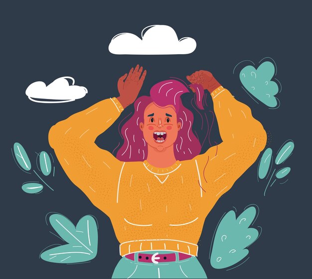 Ilustración vectorial de una mujer con problemas con el cabello