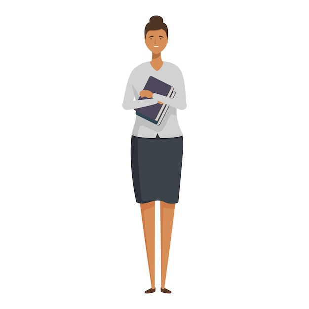 Ilustración vectorial de una mujer profesional de pie con carpetas en sus manos