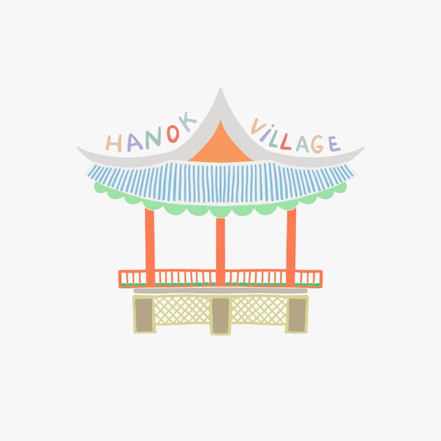 Ilustración vectorial de Namsangol Hanok Village en Seúl Corea