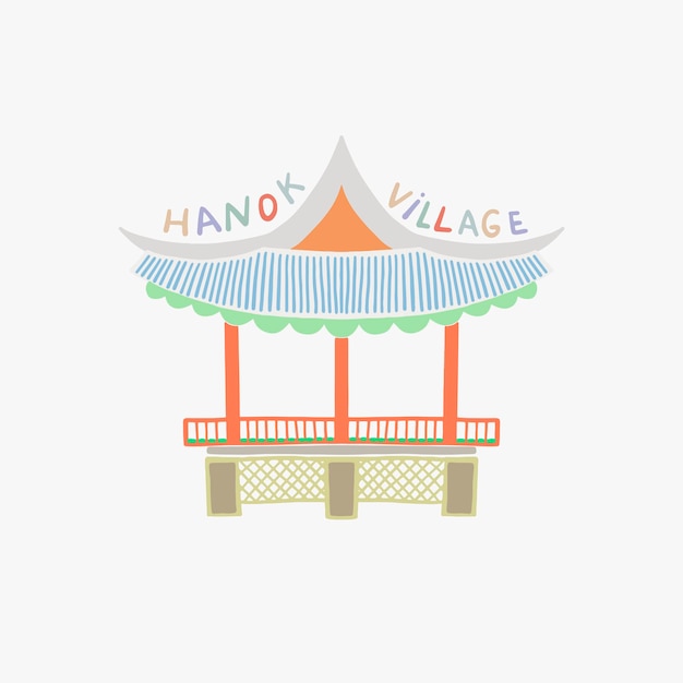 Ilustración vectorial de Namsangol Hanok Village en Seúl Corea