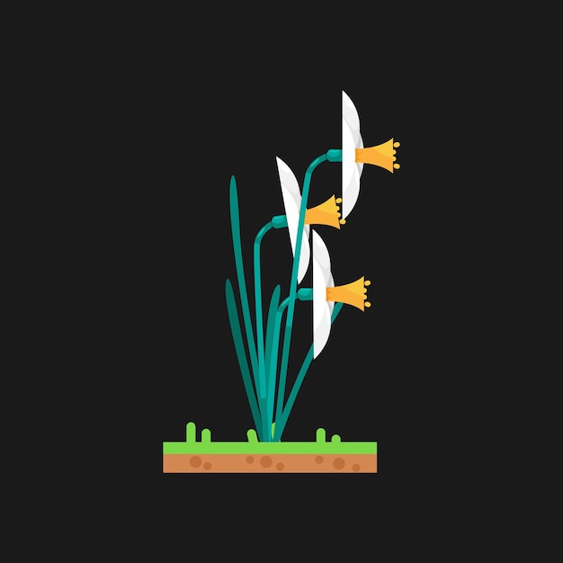 Ilustración vectorial del narciso icono plano del narcís
