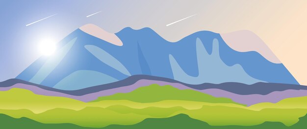 Ilustración vectorial Naturaleza de montaña Conceptos de viaje Una maravillosa vista de las montañas y bosques Imagen perfecta para la tarjeta de portada del salvapantallas, etc.