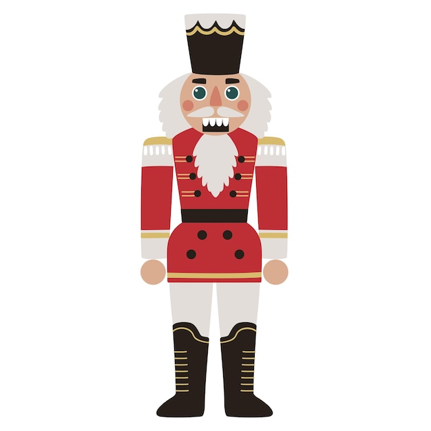 Ilustración vectorial de Navidad con Cascanueces en estilo plano Se puede usar para carteles de tarjetas