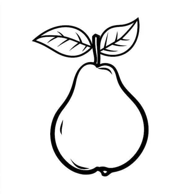 Ilustración vectorial negra del contorno de la pera