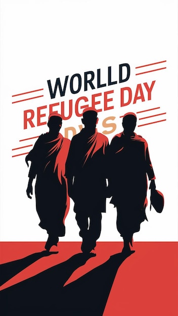 Vector ilustración vectorial negra silueta de palma sol para el diseño de plantilla de banner del día mundial de los refugiados