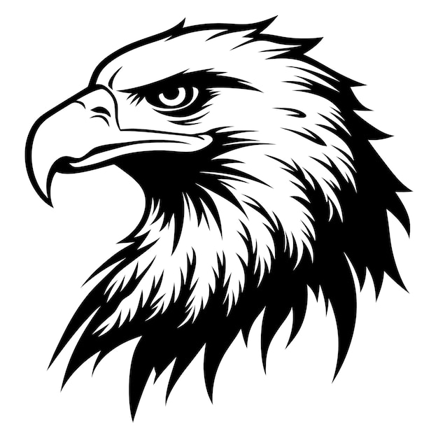 Ilustración vectorial en negrita de la cabeza del águila estilo tribal en blanco y negro