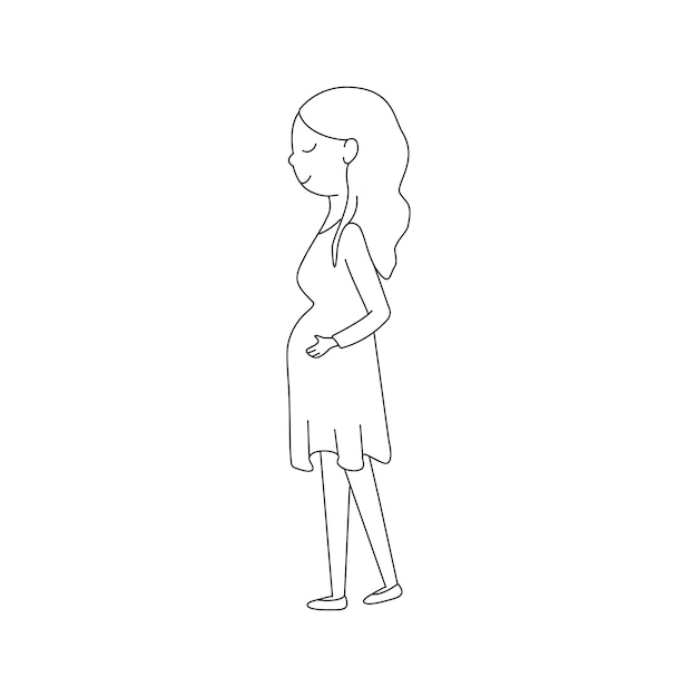 Ilustración vectorial de una niña embarazada aislada sobre fondo blanco