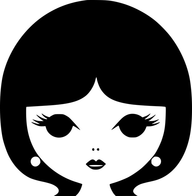 Vector ilustración vectorial de la niña minimalista y el logotipo plano