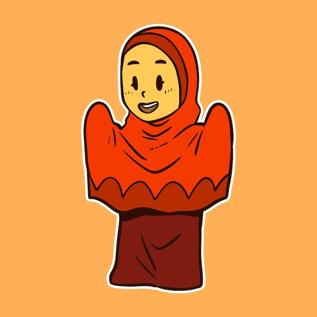 Ilustración vectorial de una niña musulmana que reza