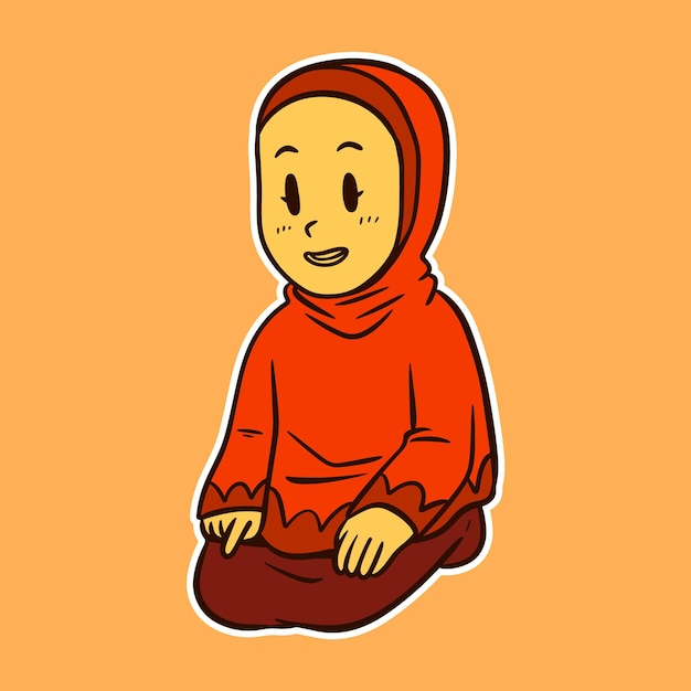 Ilustración vectorial de una niña musulmana que reza