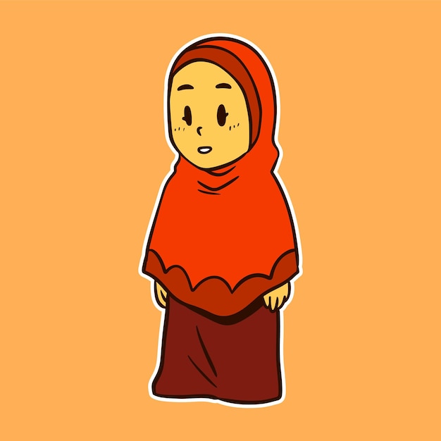 Ilustración vectorial de una niña musulmana que reza