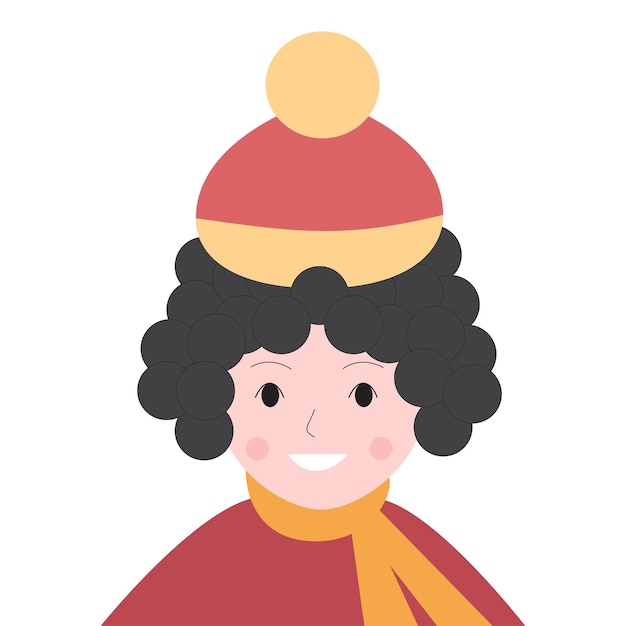 Ilustración vectorial de una niña con un sombrero y una bufanda de invierno