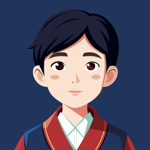 Ilustración vectorial de un niño coreano lindo