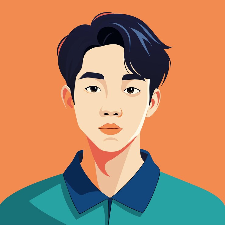 Vector ilustración vectorial de un niño coreano lindo