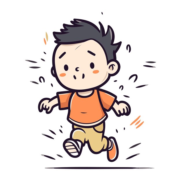 Vector ilustración vectorial de un niño corriendo aislado sobre un fondo blanco