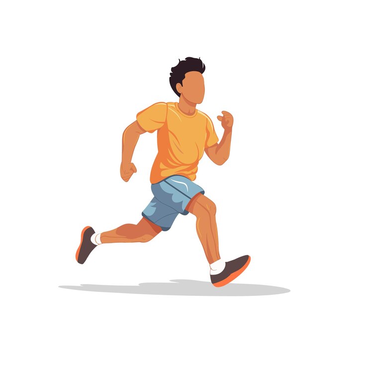 Ilustración vectorial de un niño corriendo aislado sobre fondo blanco