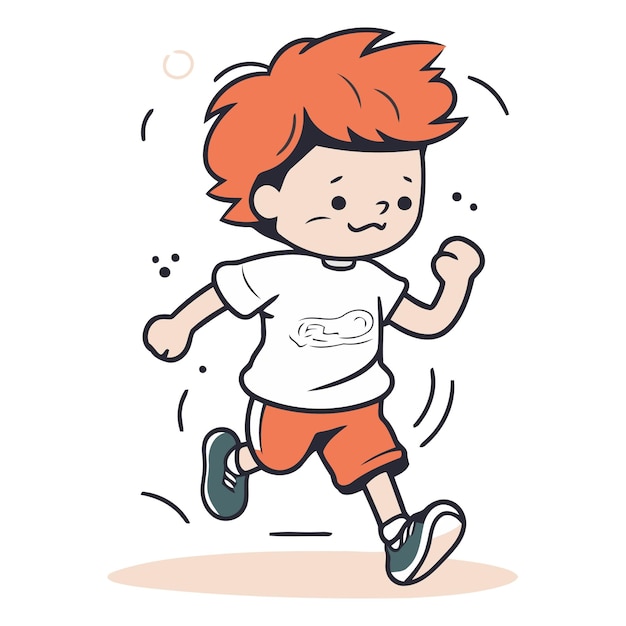 Vector ilustración vectorial de niño corriendo niño de dibujos animados en ropa deportiva