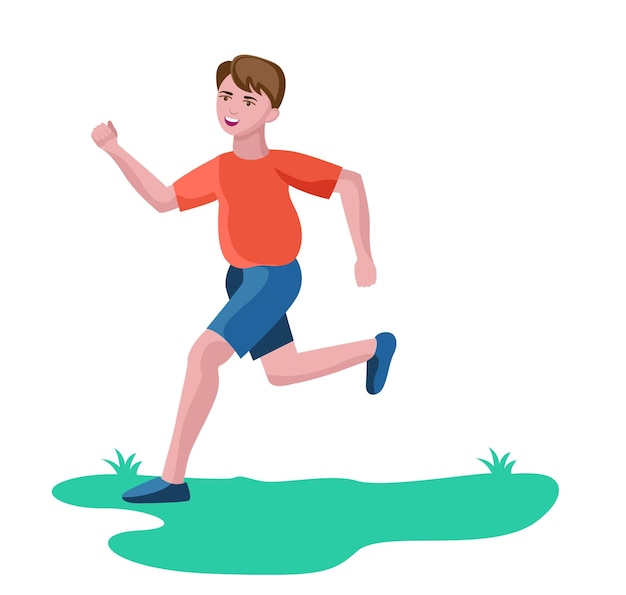 Vector ilustración vectorial de un niño corriendo o troteando