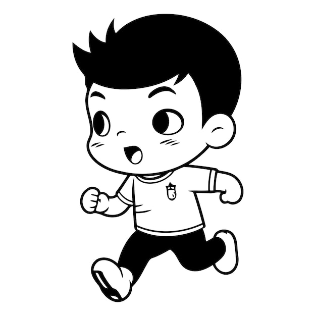 Ilustración vectorial de un niño lindo corriendo Ilustración vectoria de un niño de dibujos animados corriendo