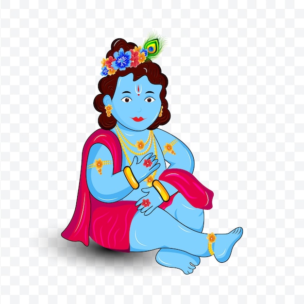 Ilustración vectorial de niño lindo Lord krishna Happy krishna Janmashtami