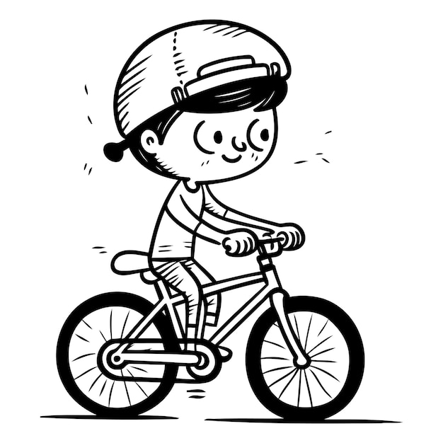 Vector ilustración vectorial de un niño montando una bicicleta