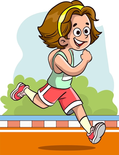 Ilustración vectorial de niños corriendo carrera