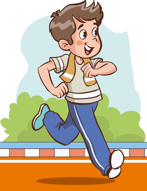 Ilustración vectorial de niños corriendo carrera