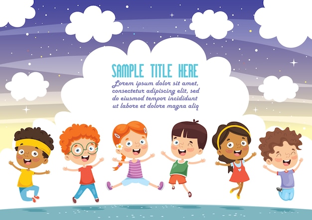Ilustración vectorial de niños de dibujos animados