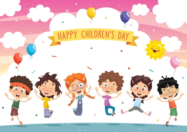 Ilustración vectorial de niños de dibujos animados