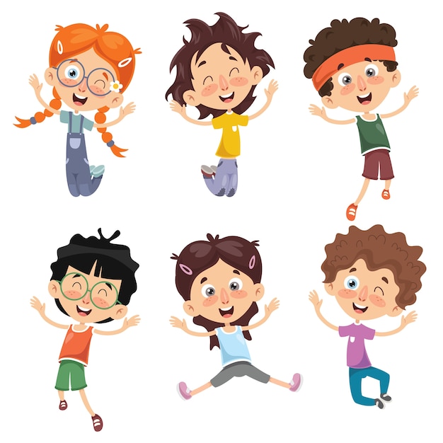 Ilustración vectorial de niños de dibujos animados