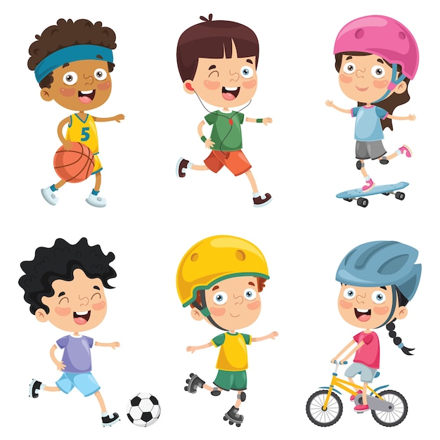 Ilustración vectorial de niños haciendo deporte