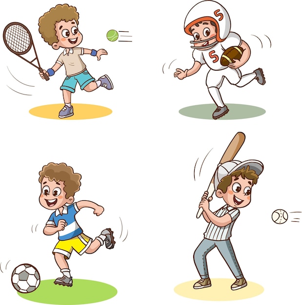 Ilustración vectorial de niños haciendo deporte